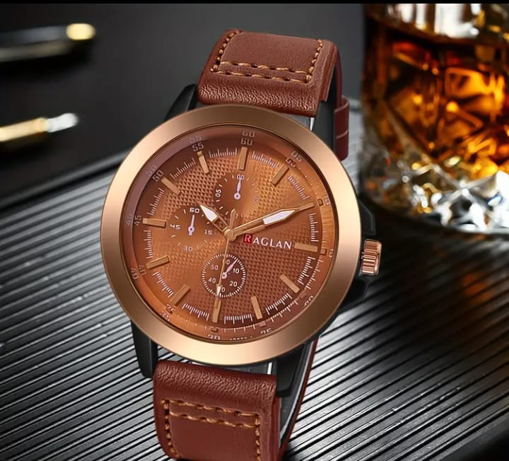 1pc Fashionable Quartz Watch - Round Analog Display, Faux Leather Strap, Alloy Case, Non, Business Wristwatch with Button Battery - Ideal Valentine'S Day Gift