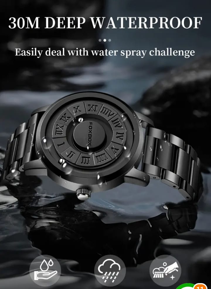 Foxbox Quartz Watch, Avant-Garde Style, Water-Resistant 30m, Round Zinc Alloy Case, Electronic Drive, Battery Powered with Button Battery, Faux Leather & Stainless Steel Strap, Personalized Dial Display, Ideal for Family Gatherings & Halloween Gifts