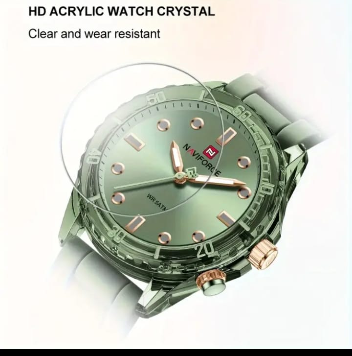 NAVIFORCE Women'S Watch with Vapor Phase Silicone Strap and PC Case, Featuring a Simple Color Scheme and Luminous Mode, Offering a Stylish, Exquisite, and Elegant Experience for Women