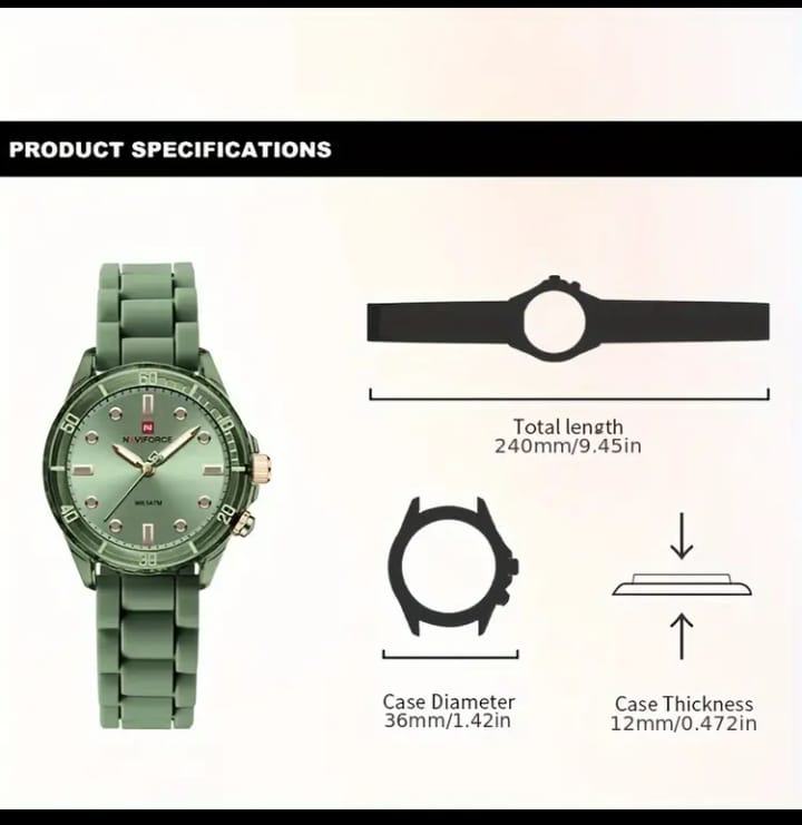 NAVIFORCE Women'S Watch with Vapor Phase Silicone Strap and PC Case, Featuring a Simple Color Scheme and Luminous Mode, Offering a Stylish, Exquisite, and Elegant Experience for Women