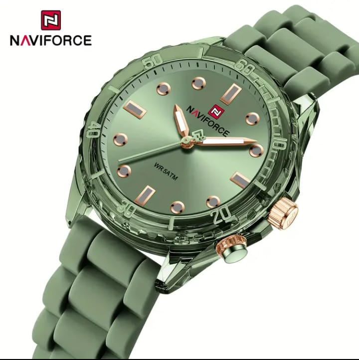 NAVIFORCE Women'S Watch with Vapor Phase Silicone Strap and PC Case, Featuring a Simple Color Scheme and Luminous Mode, Offering a Stylish, Exquisite, and Elegant Experience for Women