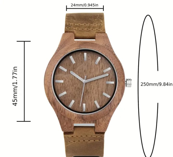 T6001LGE Natural Walnut Wood Belt Watch Gift Timepiece