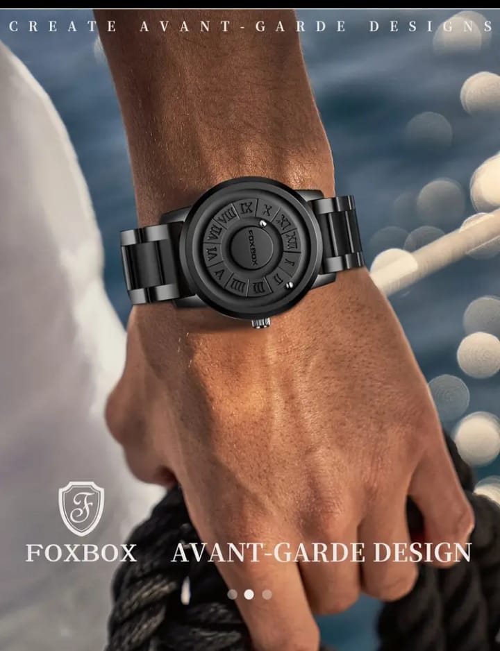 Foxbox Quartz Watch, Avant-Garde Style, Water-Resistant 30m, Round Zinc Alloy Case, Electronic Drive, Battery Powered with Button Battery, Faux Leather & Stainless Steel Strap, Personalized Dial Display, Ideal for Family Gatherings & Halloween Gifts
