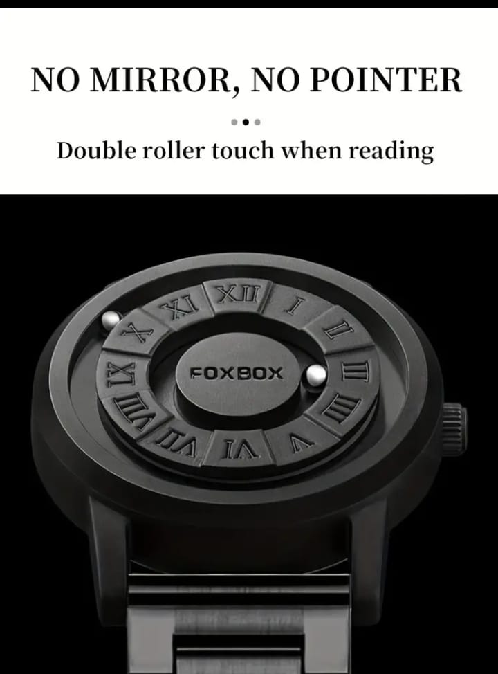 Foxbox Quartz Watch, Avant-Garde Style, Water-Resistant 30m, Round Zinc Alloy Case, Electronic Drive, Battery Powered with Button Battery, Faux Leather & Stainless Steel Strap, Personalized Dial Display, Ideal for Family Gatherings & Halloween Gifts