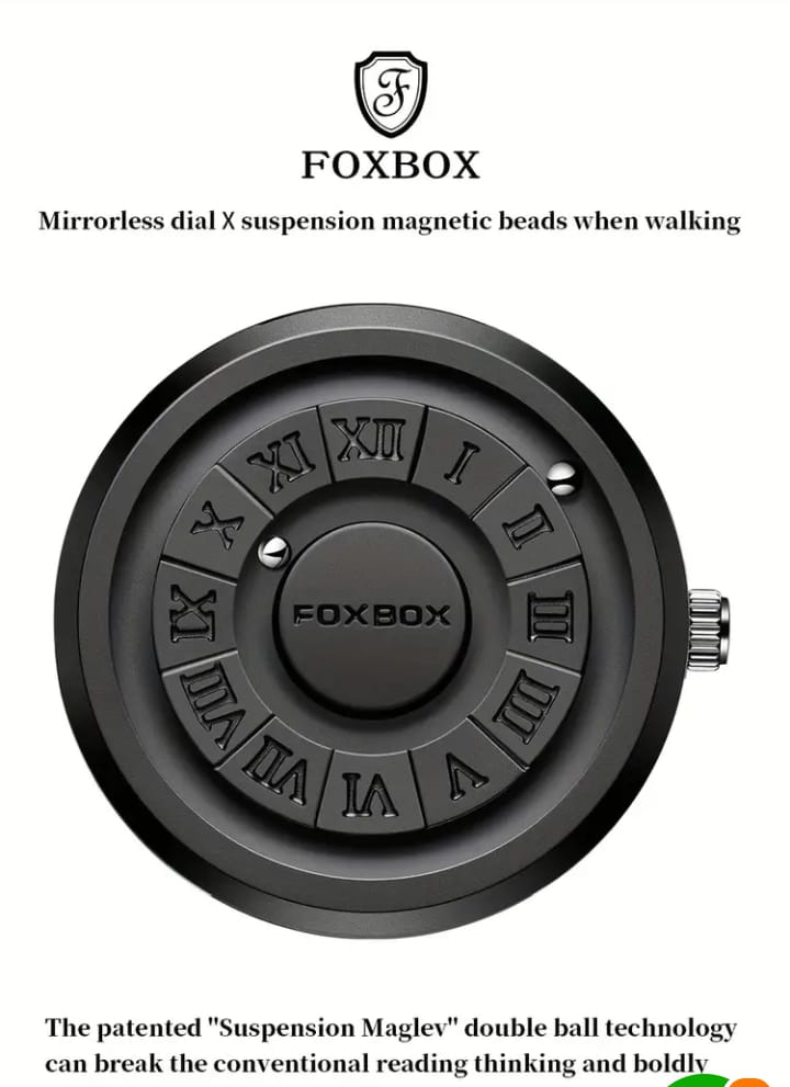 Foxbox Quartz Watch, Avant-Garde Style, Water-Resistant 30m, Round Zinc Alloy Case, Electronic Drive, Battery Powered with Button Battery, Faux Leather & Stainless Steel Strap, Personalized Dial Display, Ideal for Family Gatherings & Halloween Gifts