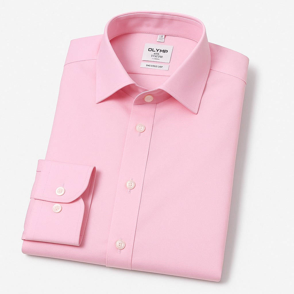 1pc Men's Classic Oxford Shirt - Durable Long Sleeve Button- Dress Shirt, Solid Color pink, High-Quality Fabric, Perfect for Work, Casual, Performance, Fishing & Outdoor Activities, Formal Occasion Attire | Casual Style Shirt | Durable Oxford Shirt
