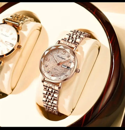 Poedagar Fashion Quartz Watch Stainless Steel Quartz Women's Wrist Watch Casual Fashion Watch Gifts For Eid