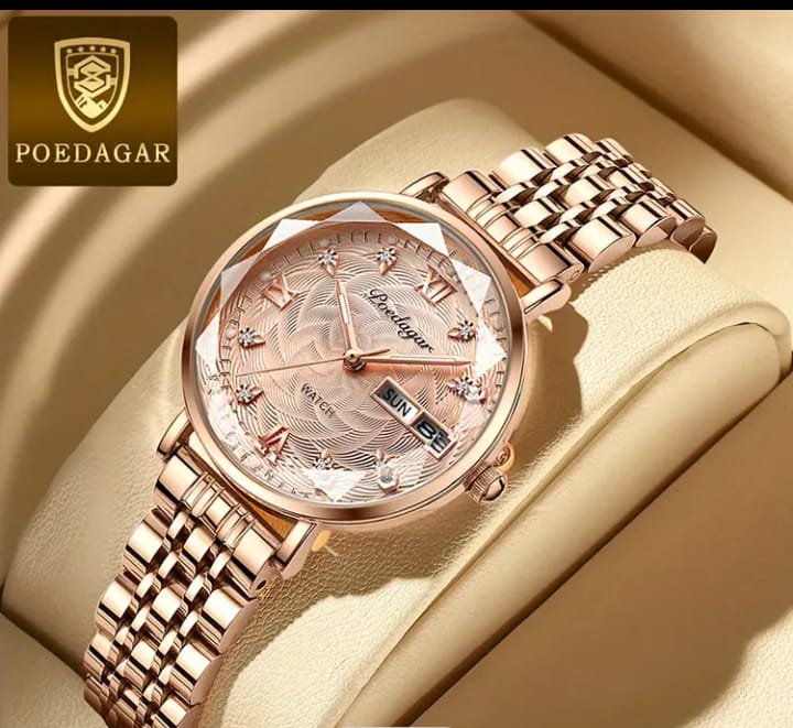 Poedagar Fashion Quartz Watch Stainless Steel Quartz Women's Wrist Watch Casual Fashion Watch Gifts For Eid