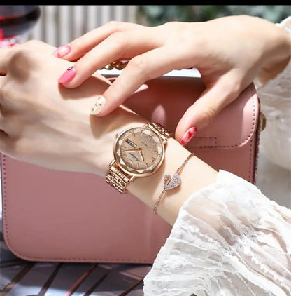 Poedagar Fashion Quartz Watch Stainless Steel Quartz Women's Wrist Watch Casual Fashion Watch Gifts For Eid