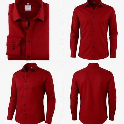 [Durable Build] Men's Formal Long Sleeve Button , Polyester Blend, Classic Collar, Machine Washable, Perfect for Business & Casual Wear, Spring Autumn Wear | Classic Collar Shirt | Smooth Texture Shirt